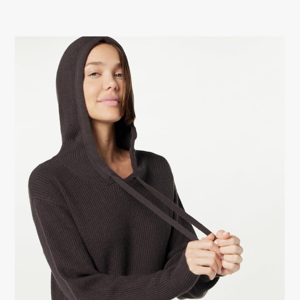THE DROP, Claudia Cuddle Hoodie Midi Sweater Dress, Chocolate‎ Brown, Small